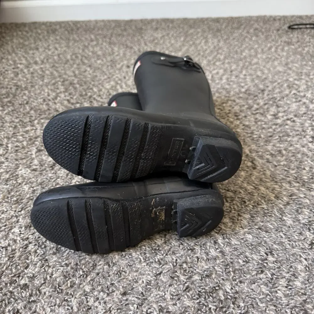 Hunter Kids Rubber Tall Slip On No Slip Sole Rain Boots Black Size 3B Matte